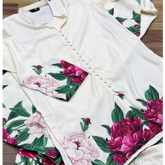Female Dress Shamoz Silk Printed White